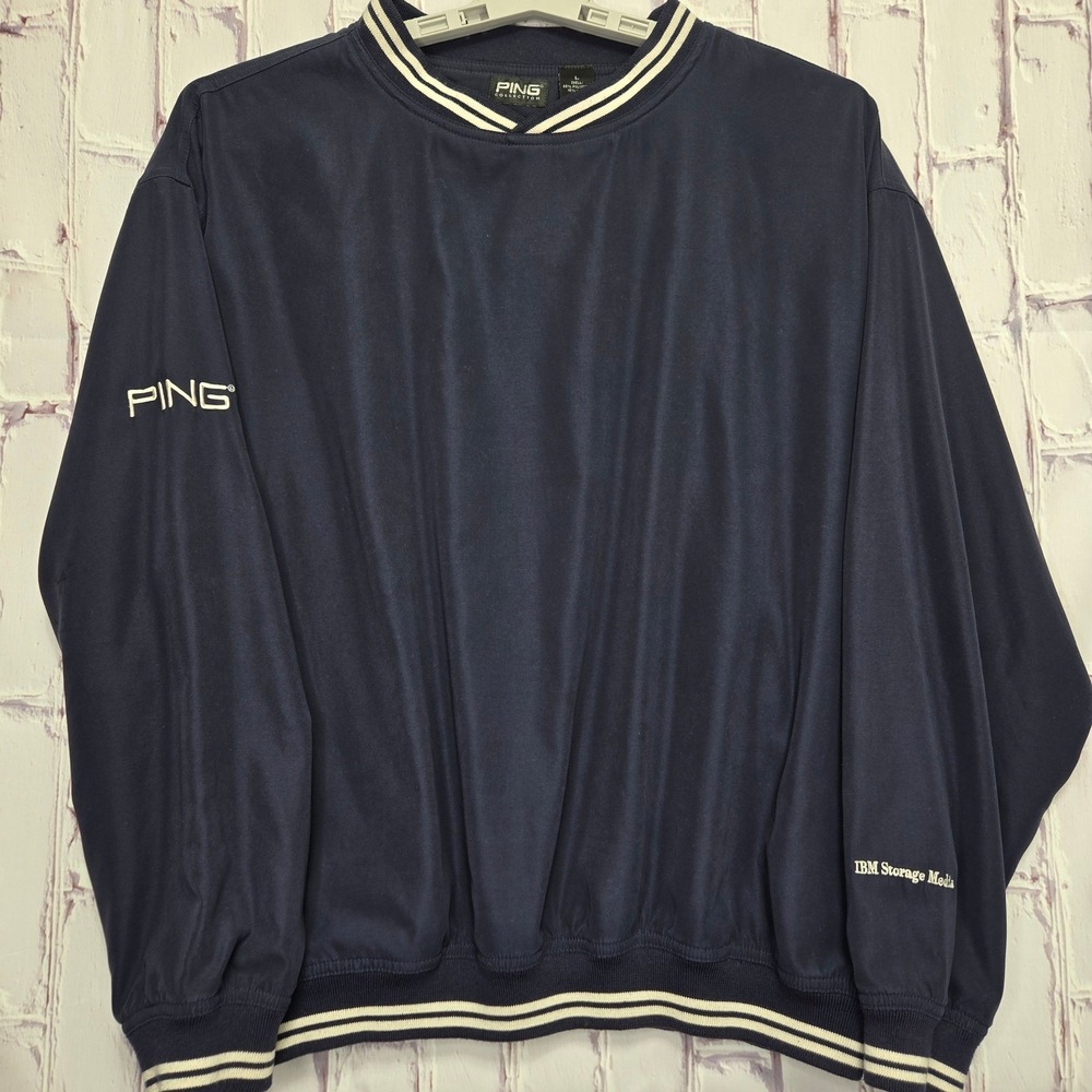 VTG PING Collection Golf Pullover Navy Long Sleeve Mens Sz L IBM Storage‎ Media
